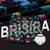 imageBRISIRA Mens Swim Trunks Bathing Suit 5 Inch Inseam Compression Liner Beach Swim Shorts Swimwear Quick Dry Zipper PocketBlack Dinosaur