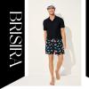 imageBRISIRA Mens Swim Trunks Bathing Suit 5 Inch Inseam Compression Liner Beach Swim Shorts Swimwear Quick Dry Zipper PocketBlack Dinosaur