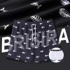 imageBRISIRA Mens Swim Trunks Bathing Suit 5 Inch Inseam Compression Liner Beach Swim Shorts Swimwear Quick Dry Zipper PocketBlack Fish Bone