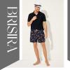 imageBRISIRA Mens Swim Trunks Bathing Suit 5 Inch Inseam Compression Liner Beach Swim Shorts Swimwear Quick Dry Zipper PocketBlack Flamingo