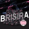 imageBRISIRA Mens Swim Trunks Bathing Suit 5 Inch Inseam Compression Liner Beach Swim Shorts Swimwear Quick Dry Zipper PocketBlack Flamingo