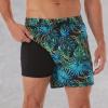 imageBRISIRA Mens Swim Trunks Bathing Suit 5 Inch Inseam Compression Liner Beach Swim Shorts Swimwear Quick Dry Zipper PocketBlackgreentropical