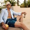 imageBRISIRA Mens Swim Trunks Bathing Suit 5 Inch Inseam Compression Liner Beach Swim Shorts Swimwear Quick Dry Zipper PocketBlue Pineapple