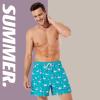 imageBRISIRA Mens Swim Trunks Bathing Suit 5 Inch Inseam Compression Liner Beach Swim Shorts Swimwear Quick Dry Zipper PocketDarkcyan Flamingo