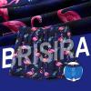 imageBRISIRA Mens Swim Trunks Bathing Suit 5 Inch Inseam Compression Liner Beach Swim Shorts Swimwear Quick Dry Zipper PocketFlamingo