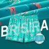 imageBRISIRA Mens Swim Trunks Bathing Suit 5 Inch Inseam Compression Liner Beach Swim Shorts Swimwear Quick Dry Zipper PocketGreen Dinosaur
