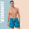 imageBRISIRA Mens Swim Trunks Bathing Suit 5 Inch Inseam Compression Liner Beach Swim Shorts Swimwear Quick Dry Zipper PocketGreentropical