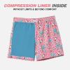 imageBRISIRA Mens Swim Trunks Bathing Suit 5 Inch Inseam Compression Liner Beach Swim Shorts Swimwear Quick Dry Zipper PocketPink Avocado