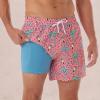 imageBRISIRA Mens Swim Trunks Bathing Suit 5 Inch Inseam Compression Liner Beach Swim Shorts Swimwear Quick Dry Zipper PocketPink Avocado