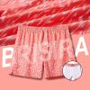 imageBRISIRA Mens Swim Trunks Bathing Suit 5 Inch Inseam Compression Liner Beach Swim Shorts Swimwear Quick Dry Zipper PocketPink and White