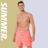 imageBRISIRA Mens Swim Trunks Bathing Suit 5 Inch Inseam Compression Liner Beach Swim Shorts Swimwear Quick Dry Zipper PocketPinkyellowbanana