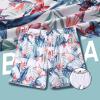 imageBRISIRA Mens Swim Trunks Bathing Suit 5 Inch Inseam Compression Liner Beach Swim Shorts Swimwear Quick Dry Zipper PocketWhite Tropical Leaves