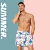 imageBRISIRA Mens Swim Trunks Bathing Suit 5 Inch Inseam Compression Liner Beach Swim Shorts Swimwear Quick Dry Zipper PocketWhite Tropical Leaves
