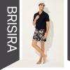 imageBRISIRA Mens Swim Trunks Bathing Suit 5 Inch Inseam Compression Liner Beach Swim Shorts Swimwear Quick Dry Zipper PocketYellowflower