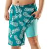 imageBRISIRA Big and Tall Mens Swim Trunks with Compression Liner Swimsuit Bathing Suit Swim Shorts Board Shorts Quick Dry 1X6XDarkcyanpineapple