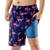 imageBRISIRA Big and Tall Mens Swim Trunks with Compression Liner Swimsuit Bathing Suit Swim Shorts Board Shorts Quick Dry 1X6XFlamingo