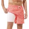 imageBRISIRA Mens Swim Trunks Bathing Suit 5 Inch Inseam Compression Liner Beach Swim Shorts Swimwear Quick Dry Zipper PocketPink and White