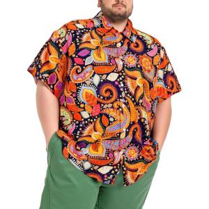 imageBRISIRA Big and Tall Hawaiian Shirts for Men Button Down Short Sleeves Shirts Beach Tropical Aloha Shirt with Pocket LT6XLTColorful Floral