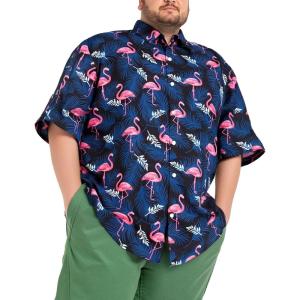 imageBRISIRA Big and Tall Hawaiian Shirts for Men Button Down Short Sleeves Shirts Beach Tropical Aloha Shirt with Pocket LT6XLTFlamingo