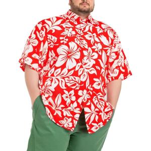 imageBRISIRA Big and Tall Hawaiian Shirts for Men Button Down Short Sleeves Shirts Beach Tropical Aloha Shirt with Pocket LT6XLTRedwhite Floral