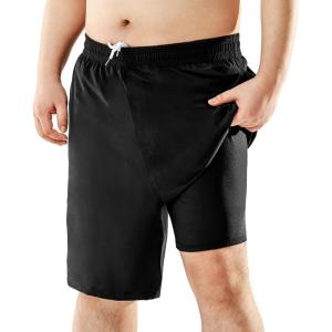 imageBRISIRA Big and Tall Mens Swim Trunks with Compression Liner Swimsuit Bathing Suit Swim Shorts Board Shorts Quick Dry 1X6XBlack
