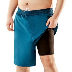 imageBRISIRA Big and Tall Mens Swim Trunks with Compression Liner Swimsuit Bathing Suit Swim Shorts Board Shorts Quick Dry 1X6XCopenblue