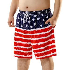 imageBRISIRA Big and Tall Swim Trunks for Men Bathing Suit with Mesh Lining Quick Dry Board Shorts Beach Swimsuit PocketAmericanflag