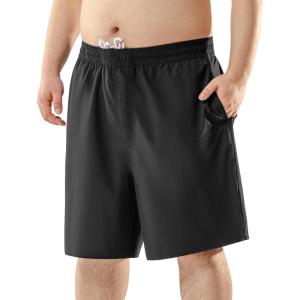 imageBRISIRA Big and Tall Swim Trunks for Men Bathing Suit with Mesh Lining Quick Dry Board Shorts Beach Swimsuit PocketBlack