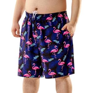 imageBRISIRA Big and Tall Swim Trunks for Men Bathing Suit with Mesh Lining Quick Dry Board Shorts Beach Swimsuit PocketFlamingo
