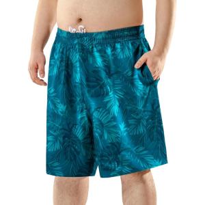 imageBRISIRA Big and Tall Swim Trunks for Men Bathing Suit with Mesh Lining Quick Dry Board Shorts Beach Swimsuit PocketGreentropical
