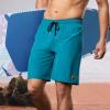 imageBRISIRA Mens Swim Trunks 9 Inch Inseam Board Shorts with Compression Liner Swimsuit Bathing Suit Quick Dry Cargo PocketBlue