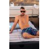 imageBRISIRA Mens Swim Trunks 9 Inch Inseam Board Shorts with Compression Liner Swimsuit Bathing Suit Quick Dry Cargo PocketBlue Dinosaur