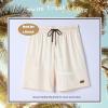 imageBRISIRA Mens Swim Trunks 9 Inch Inseam Board Shorts with Compression Liner Swimsuit Bathing Suit Quick Dry Cargo PocketCreamwhite