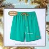 imageBRISIRA Mens Swim Trunks 9 Inch Inseam Board Shorts with Compression Liner Swimsuit Bathing Suit Quick Dry Cargo PocketGreenblue