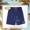 imageBRISIRA Mens Swim Trunks 9 Inch Inseam Board Shorts with Compression Liner Swimsuit Bathing Suit Quick Dry Cargo PocketNavy