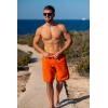 imageBRISIRA Mens Swim Trunks 9 Inch Inseam Board Shorts with Compression Liner Swimsuit Bathing Suit Quick Dry Cargo PocketOrange