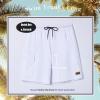 imageBRISIRA Mens Swim Trunks 9 Inch Inseam Board Shorts with Compression Liner Swimsuit Bathing Suit Quick Dry Cargo PocketWhite