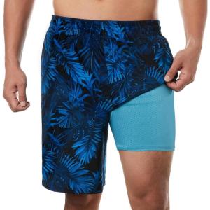 imageBRISIRA Big and Tall Mens Swim Trunks Swim Shorts Compression Liner Swimsuit Bathing Suit Board Shorts 1X6XBluetropical