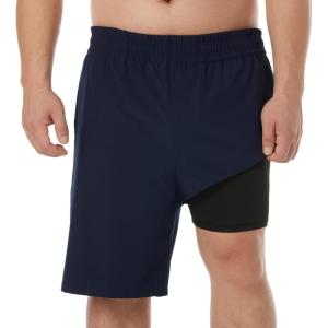 imageBRISIRA Big and Tall Mens Swim Trunks Swim Shorts Compression Liner Swimsuit Bathing Suit Board Shorts 1X6XNavy