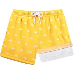 imageBRISIRA Toddler Boys Swim Trunks Swimsuit Boys Bathing Suit Compression Boxer Brief Liner AntiChafe Little Kids Baby 12m5tYellow Sun