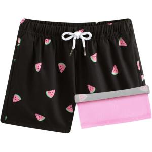 imageBRISIRA Boys Swim Trunks Bathing Suit Compression Boxer Brief Liner AntiChafe Swimsuit Swim Shorts Toddler Kids Youth TeenBlack Watermelon