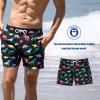 imageBRISIRA Mens Swim Trunks 5 Inch Compression Liner Beach Swim Shorts Bathing Suit Quick Dry 4Way Stretch PocketsBlack Dino