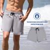 imageBRISIRA Mens Swim Trunks 5 Inch Compression Liner Beach Swim Shorts Bathing Suit Quick Dry 4Way Stretch PocketsLight Grey