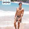 imageBRISIRA Mens Swim Trunks 5 Inch Compression Liner Beach Swim Shorts Bathing Suit Quick Dry 4Way Stretch PocketsLight Khaki
