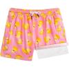 imageBRISIRA Boys Swim Trunks Swim Shorts with Compression Liner Stretch Bathing Suit Swimsuit Toddler Kids Youth Teen Quick DryPink Yellowduck