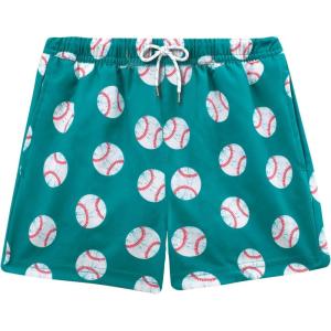 imageBRISIRA Boys Swim Trunks Bathing Suit with Mesh Liner Quick Dry Youth Teen Swim Shorts Kids Swimsuit UPF 50 5t16YGreen Whitebaseball