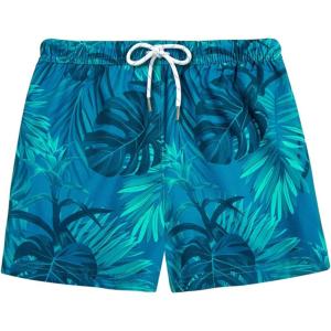 imageBRISIRA Boys Swim Trunks Bathing Suit with Mesh Liner Quick Dry Youth Teen Swim Shorts Kids Swimsuit UPF 50 5t16YGreentropical