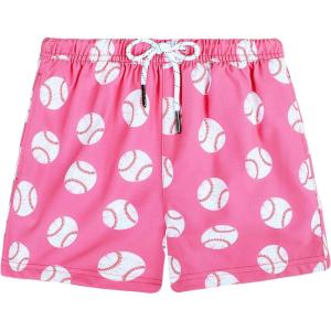 imageBRISIRA Boys Swim Trunks Bathing Suit with Mesh Liner Quick Dry Youth Teen Swim Shorts Kids Swimsuit UPF 50 5t16YPink Whitebaseball