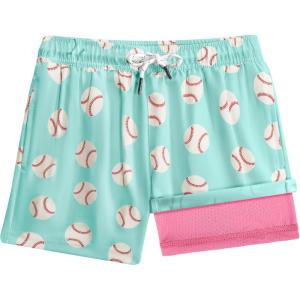 imageBRISIRA Boys Swim Trunks Swim Shorts with Compression Liner Stretch Bathing Suit Swimsuit Toddler Kids Youth Teen Quick DryAquagreen Whitebaseball