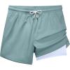 imageBRISIRA Mens Swim Trunks Neon 5quot Bathing Suit Compression Liner Nylon Swim Shorts Beach Swimsuit Swimwear Quick Dry PocketsGreyblue